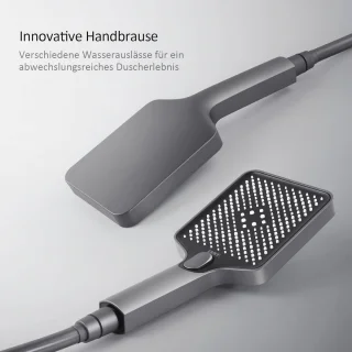 Doucheset met Thermostaat en Regendouche - Compleet Douchesysteem Met Handdouche en Glazen Plank - Antraciet Mat