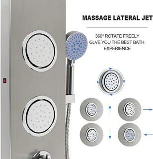 LED Douchekolom met Massagefunctie en Watervalkraan - Ingebouwd Temperatuurdisplay en 5 Watermodi