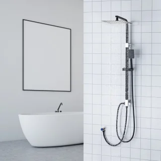 Auralum MAX douchesysteem met thermostaat - Doucheset - Regendouche en Handdouche - Waterbesparend - 10 inch Douchekop - Zwart