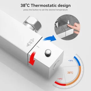 Thermostaat Douchesysteem met 30 cm Regendouche en Verstelbare Douchestang
