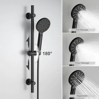 Thermostatische Douche Set met Regendouche, Douchestang en XXL Doucheplank, Makkelijk te Installeren en Veilig voor Kinderen