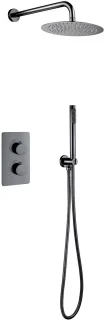 Inbouw Thermostatische Regendoucheset - Lonis - Regendouchekop 25 cm - Gunmetal Grijs - PVD Coating
