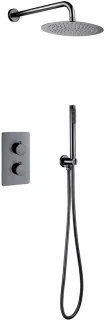 Inbouw Thermostatische Regendoucheset - Lonis - Regendouchekop 25 cm - Gunmetal Grijs - PVD Coating