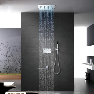 Doucheset met LED-verlichting – 12 inch Regendouchesysteem en Verzonken Plafondmontage