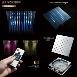 Doucheset met LED-verlichting – 12 inch Regendouchesysteem en Verzonken Plafondmontage