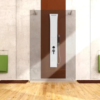 Dubbele Douchekolom met 3 Modi en Hydromassage - Roestvrij Stalen Douchepaneel met Mixer voor Badkamer 20 x 7 x 140 cm