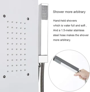Dubbele Douchekolom met 3 Modi en Hydromassage - Roestvrij Stalen Douchepaneel met Mixer voor Badkamer 20 x 7 x 140 cm
