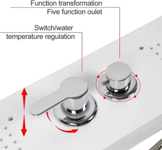 Dubbele Douchekolom met 3 Modi en Hydromassage - Roestvrij Stalen Douchepaneel met Mixer voor Badkamer 20 x 7 x 140 cm