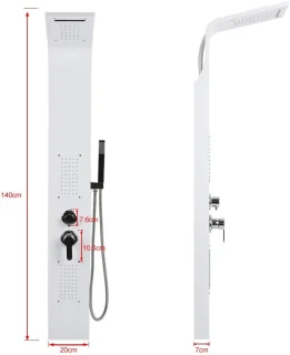 Dubbele Douchekolom met 3 Modi en Hydromassage - Roestvrij Stalen Douchepaneel met Mixer voor Badkamer 20 x 7 x 140 cm