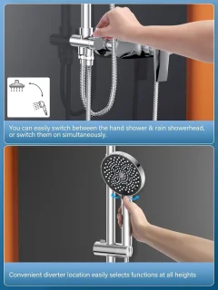 Regendouche douchesysteem met hoofddouche Ø 250 mm en 6 straalsoorten - lengte verstelbare douchestang - 160 m slang chroom - luxe douche-ervaring regendouche zonder kraan