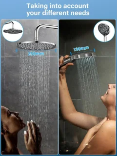 Regendouche douchesysteem met hoofddouche Ø 250 mm en 6 straalsoorten - lengte verstelbare douchestang - 160 m slang chroom - luxe douche-ervaring regendouche zonder kraan