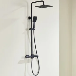 Auralum MAX Regendouche met Thermostaatkraan - Zwart Douchesysteem - Regendouche Ø 25.4 cm - Handdouche Ø 8.5 cm - Zwart