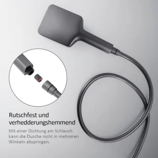 Doucheset thermostaat regendouche handdouche 3 straalsterktes glazen plank KTW-certificering antraciet mat regendouche zonder kraan