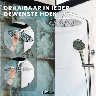 EcoRain© 30% Waterbesparende Regendouchekop Tyler 30 CM Vierkant met Douchearm - Hoge Druk - Universele Aansluiting - Anti-kalk Douchekop - 2 jaar garantie - Chroom