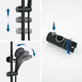 Auralum max - Regendouche met Thermostaatkraan - - Doucheset Zwart - Regendouche en Handdouche - 9 inch Douchekop - Waterbesparend