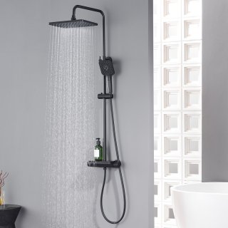 De LEOHEO Max Regendouche met Thermostaatkraan - Doucheset Zwart - Regendoucheset - Douchekolom met Thermostatische Mengkraan in één oogopslag