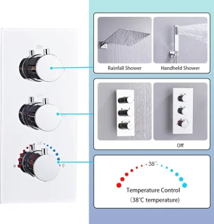 Thermostatische Inbouwdoucheset met 30 x 30 cm Hoofddouche en Handdouche - Chroom