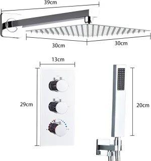 Thermostatische Inbouwdoucheset met 30 x 30 cm Hoofddouche en Handdouche - Chroom
