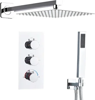 Thermostatische Inbouwdoucheset met 30 x 30 cm Hoofddouche en Handdouche - Chroom
