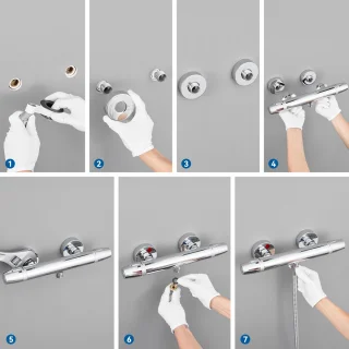 DERW Max Doucheset met thermostaatkraan - Regendouche Ø 25,4 cm - Handdouche Ø 8.5 cm - Chroom