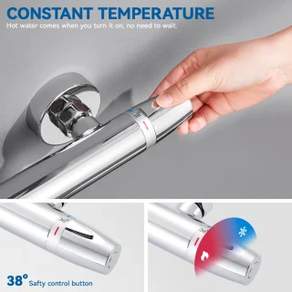 DERW Max Doucheset met thermostaatkraan - Regendouche Ø 25,4 cm - Handdouche Ø 8.5 cm - Chroom