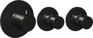 Thermostatische inbouw regendouche set 22 - 30 cm douchekop - gebogen muurarm - 3-standen handdouche - doucheslang - geïntegreerde glijstang - mat zwart