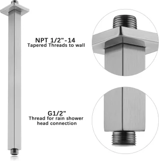 16-inch Vierkante Plafonddouchearm met Flens - Geborsteld Nikkel