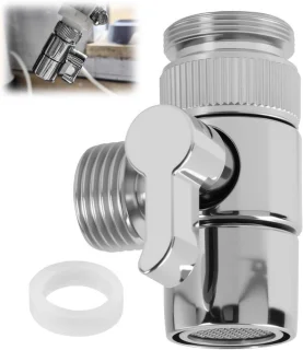 3-weg diverterkraan SBA021 met adapter M22 naar M24, chroom