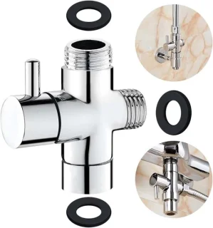 3-weg massief messing omstelventiel, G 1/2" (20 mm), omschakelkraan voor het douchesysteem, chroom gepolijst