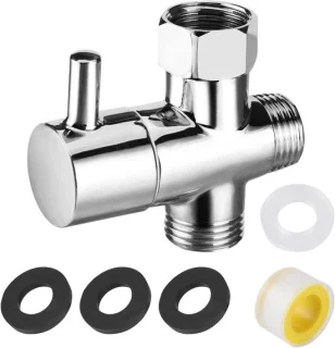 3-weg omschakelventiel 1/2 inch, omschakelventiel douche G 1/2 inch omstelventielen ventiel omschakelaar massief messing douche driewegklep adapter omschakelventiel douchesysteem reserveonderdeel,