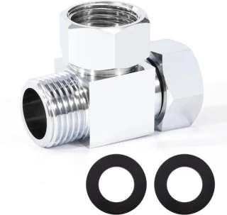 3-weg verbindingsventiel, 1/2 inch T-vormige toiletadapter, messing vervanging aftakventiel douche accessoires, met draaibare moer voor badkamer sproeier