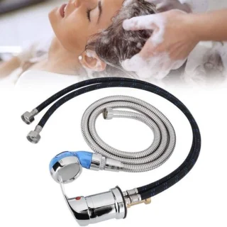 70 cm shampoobed met 120 cm wastafelkraan, douchekop en shampookraan