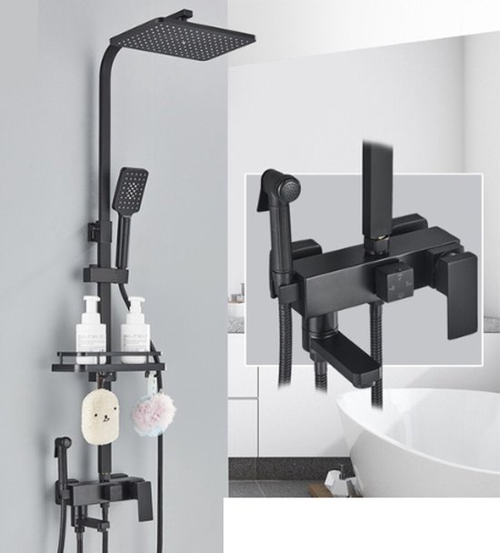ABS Compleet Douchesysteem Mat Zwart Vierkante Regendouche review