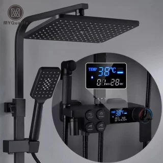 ACEP Zwarte thermostatische doucheset