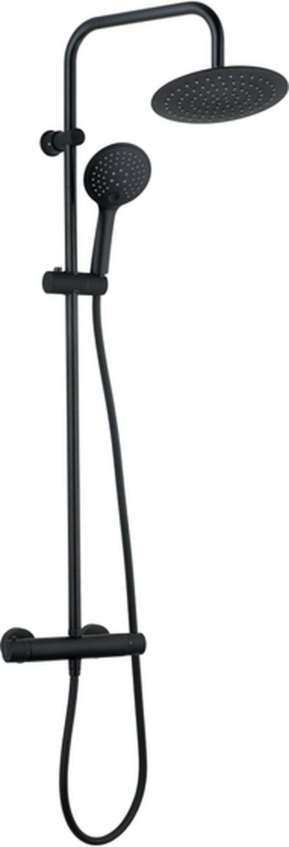 De Adema Sparkle 2.0 regendoucheset zwart thermosstaat in één oogopslag