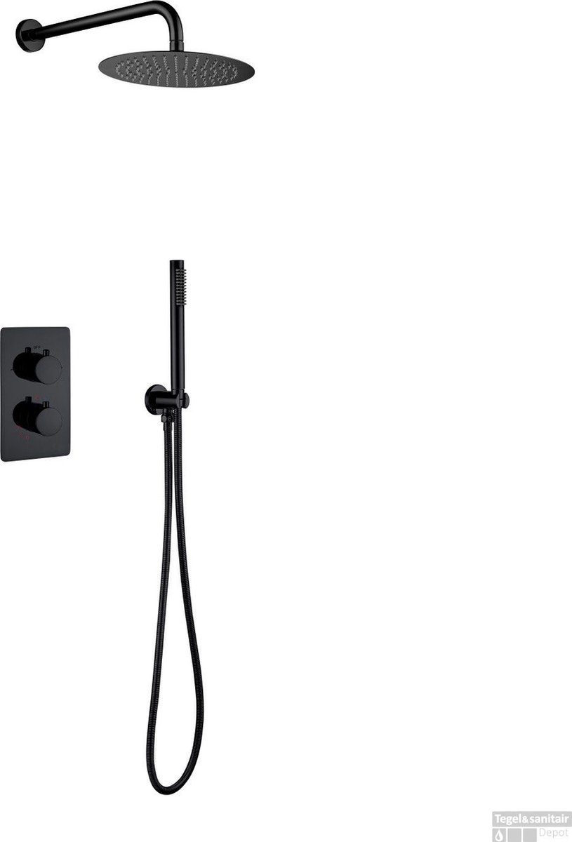 Aloni Complete Inbouw Regendoucheset 25cm Mat Zwart