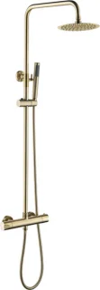 Aloni Optima Rondo Thermostatische Douchekolom Geborsteld Goud