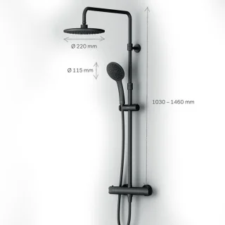 AM.PM Hit Regendouche Zwart met Thermostaatkraan 22 cm