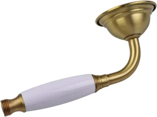 Antieke handdouchekop goud - massief messing - 20 x 8 x 8 cm