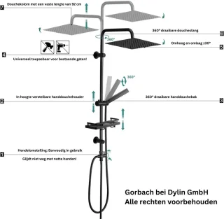 ApexArte Regendoucheset Zwart