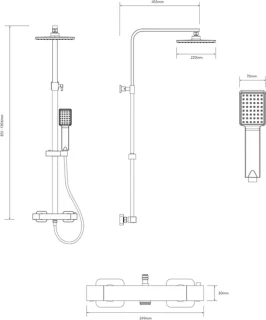 Aqualisa Swindon Thermostaat Regendoucheset Mat Zwart