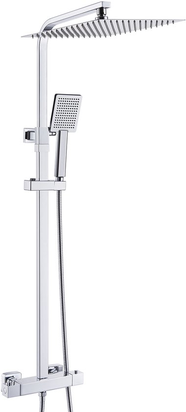 Auralum 12 inch Regendouche met Thermostaatkraan Chroom