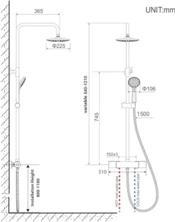 Auralum Douchekolom Thermostatische Mengkraan