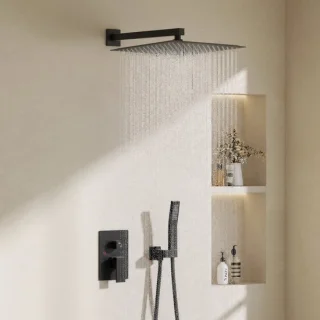Auralum Luxe regendoucheset inbouw – vierkant douchesysteem