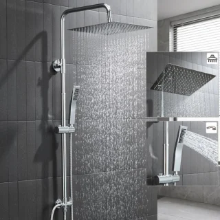Auralum Max® douche set - 10 inch regendouche, rvs handdouche, messing omsteller, chroom