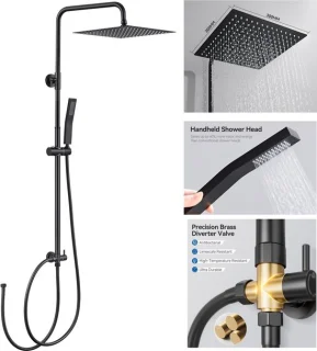 Auralum Max douche set - regendouche zwart