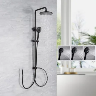 Auralum Max douchesysteem met regendouche Ø 22 cm en handdouche, zwart