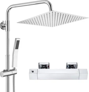 Auralum Max douchesysteem met thermostaatkraan regendouche ø 30 cm chroom