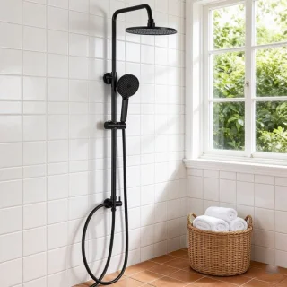 Auralum Max douchesysteem regendouche rond 25 cm met handdouche zwart