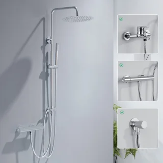 De Auralum Max Luxe Regendoucheset Glijstangset Chroom in één oogopslag
